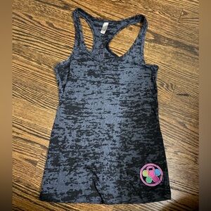 Next Level Apparel Black & Charcoal Burnout Racerback Tank with Accent Patch